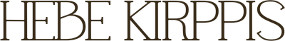 Tekstilibrändin Hebe Kirppis ruskealla tyylitellyllä logotekstillä.
